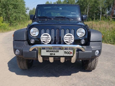 Защита переднего бампера кенгурин 60 мм ТСС для Jeep Wrangler 3D 2010-2018