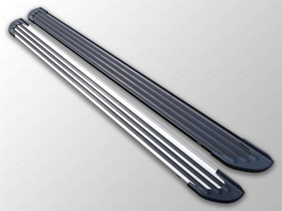 Пороги алюминиевые Slim Line Silver ТСС для Hyundai Santa Fe 2010-2012 HYUNSF11-14S
