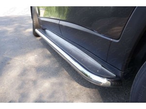 Пороги с площадкой нержавеющий лист 60 мм для Jeep Cherokee № JEEPCHER14-08